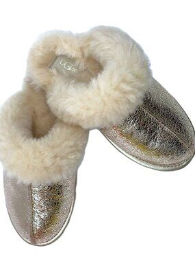 UGG Scuffette II Gold Metallic Sparkle Sheepskin Mule Slippers Women's US Size 5